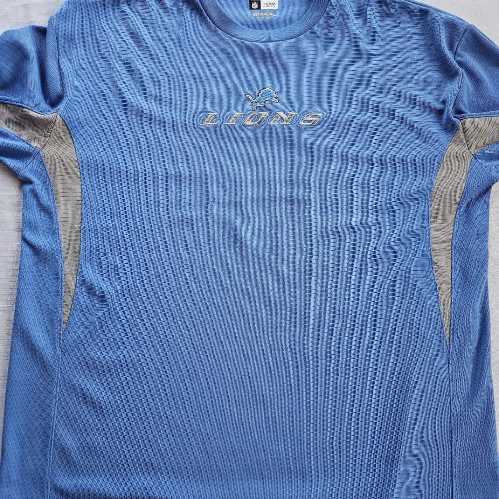NFL Team Apparel Detroit Lions Mens 2XL Blue & Gray Long Sleeve Shirt Football - Picture 7 of 8